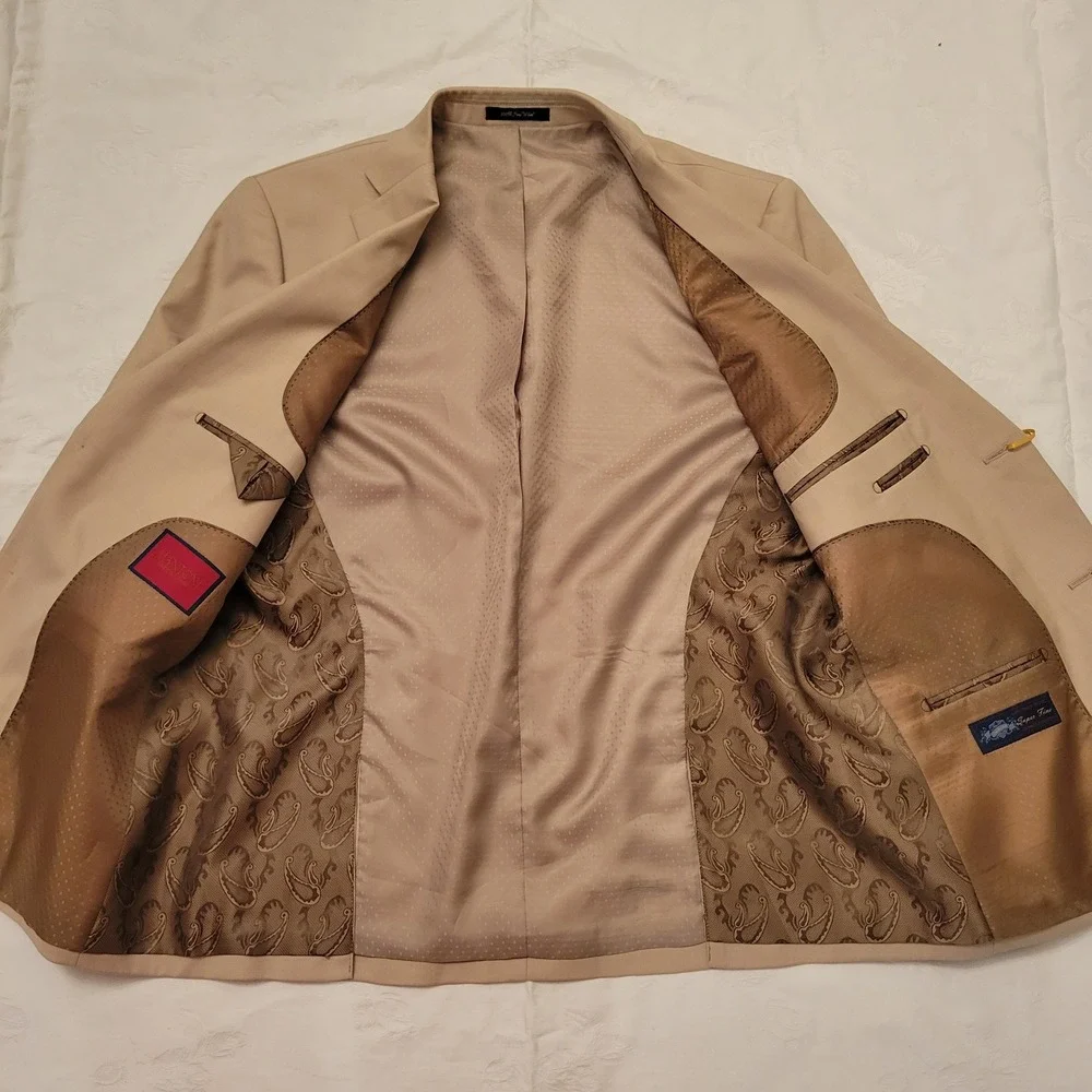 Mantoni 40S Blazer Tan Wool 2 Button Academia Preppy Unstructured Professional